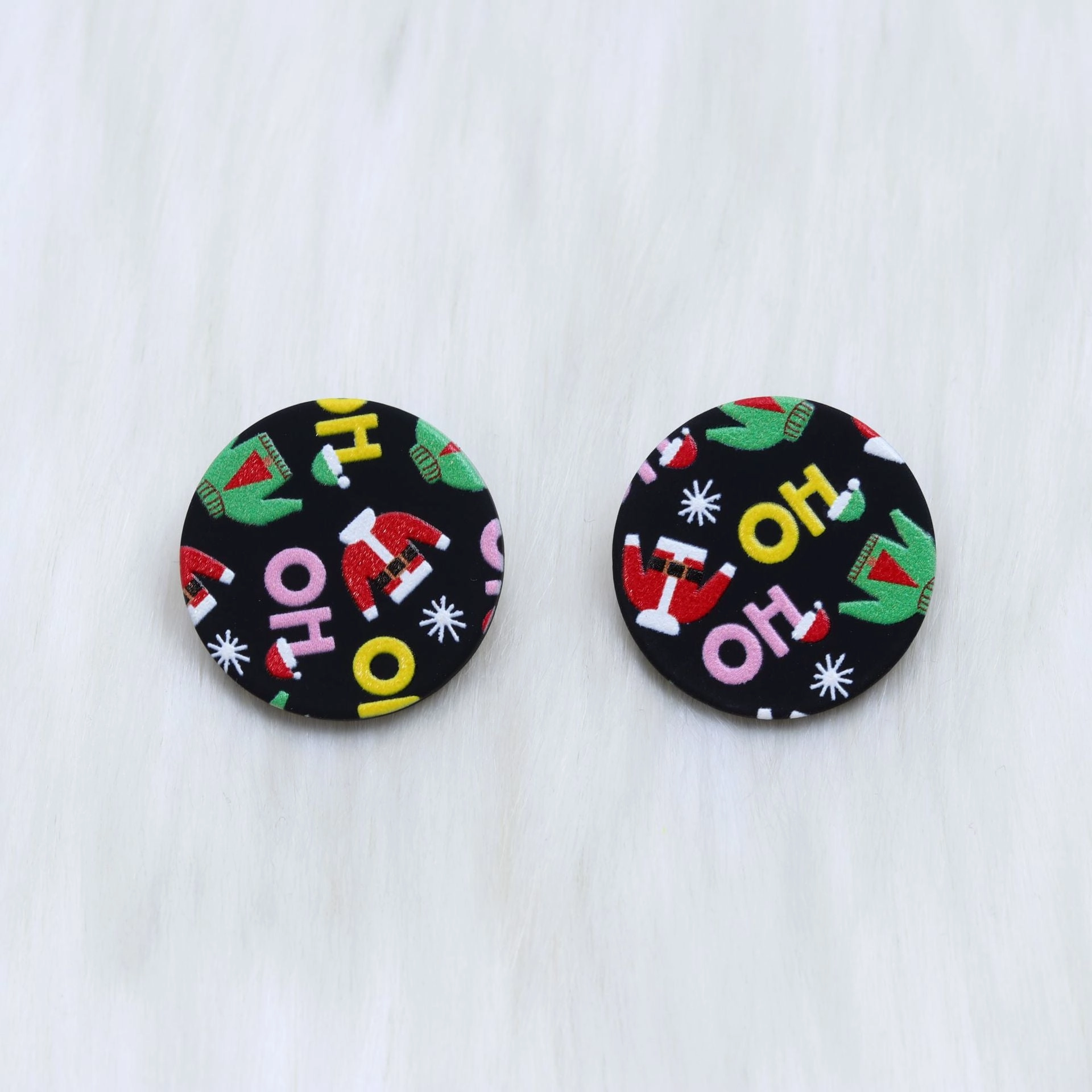 Wholesale Christmas Round Leopard Print Acrylic Earrings