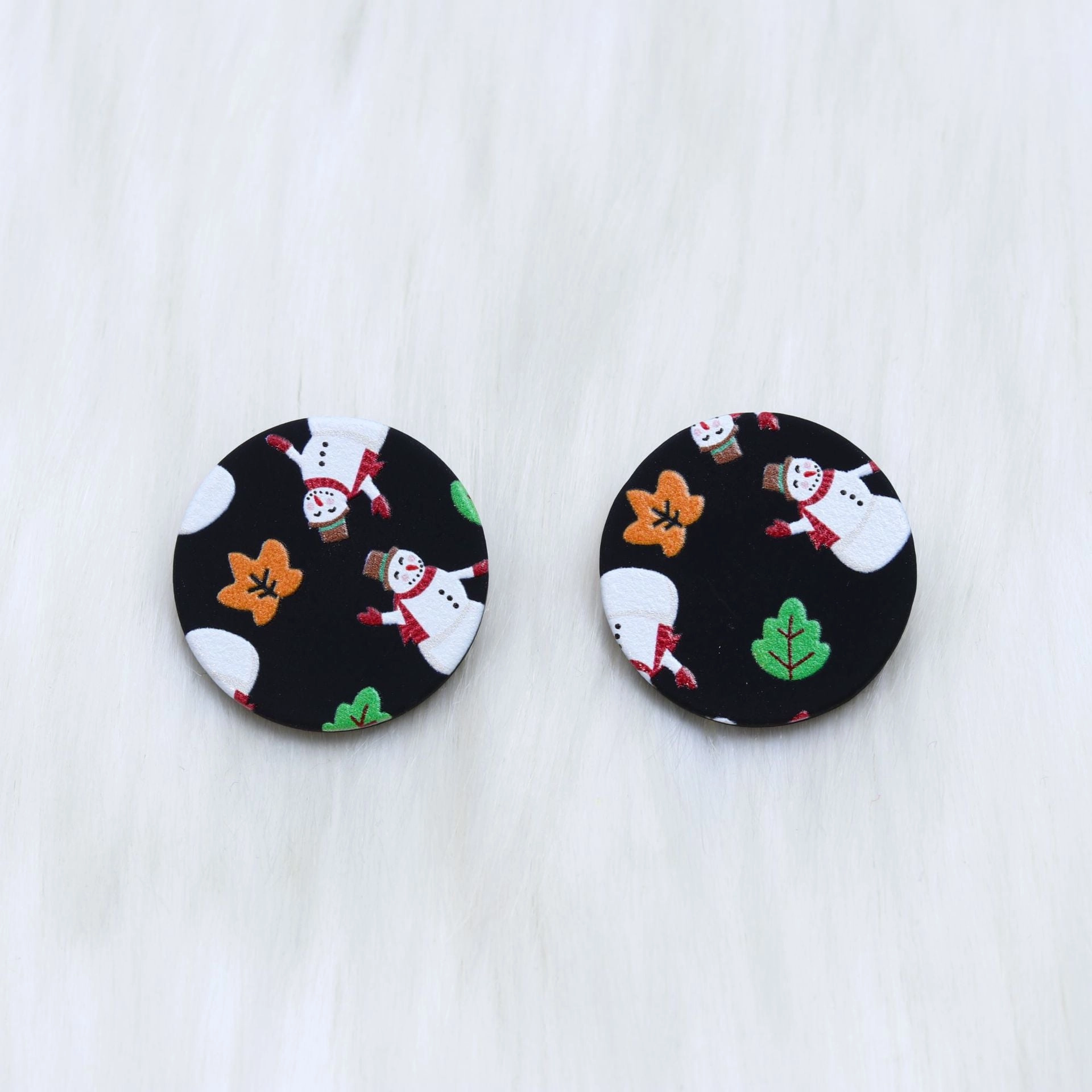 Wholesale Christmas Round Leopard Print Acrylic Earrings