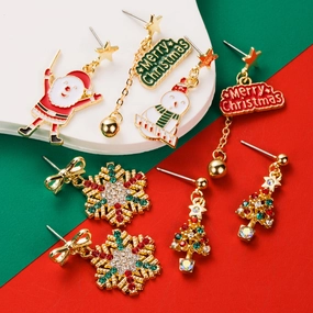 Wholesale Christmas S925 Silver Needle Cartoon Earrings