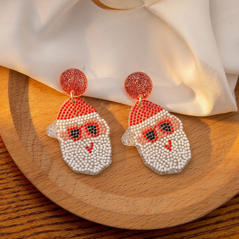 Wholesale Christmas Santa Claus Acrylic Snowflake Elk Hollow Earrings