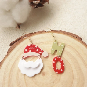 Wholesale Christmas Santa Claus Christmas Hat HO Pok Dot Acrylic Earrings
