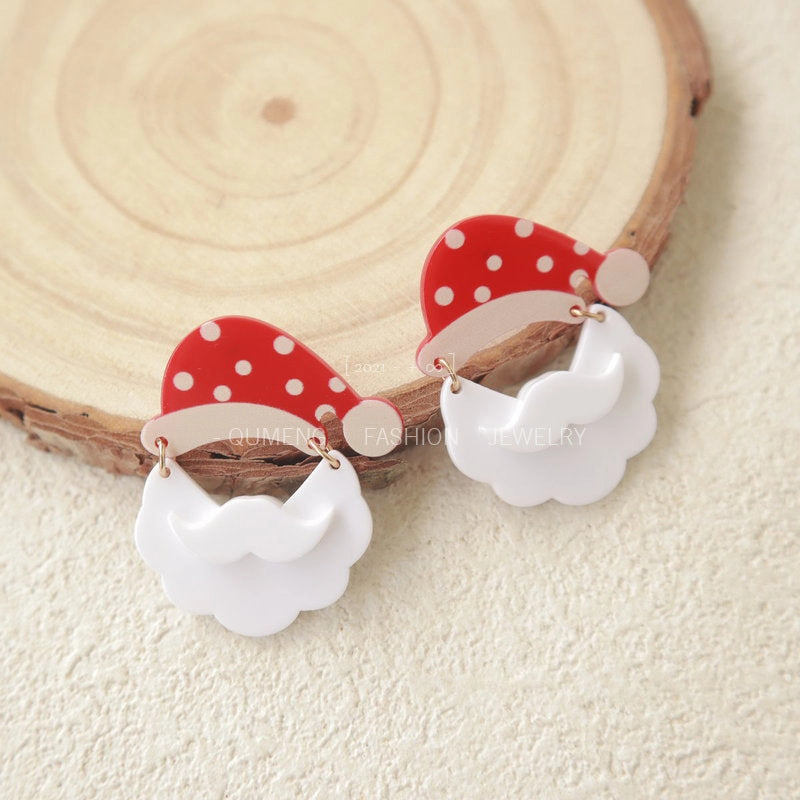 Wholesale Christmas Santa Claus Christmas Hat HO Pok Dot Acrylic Earrings