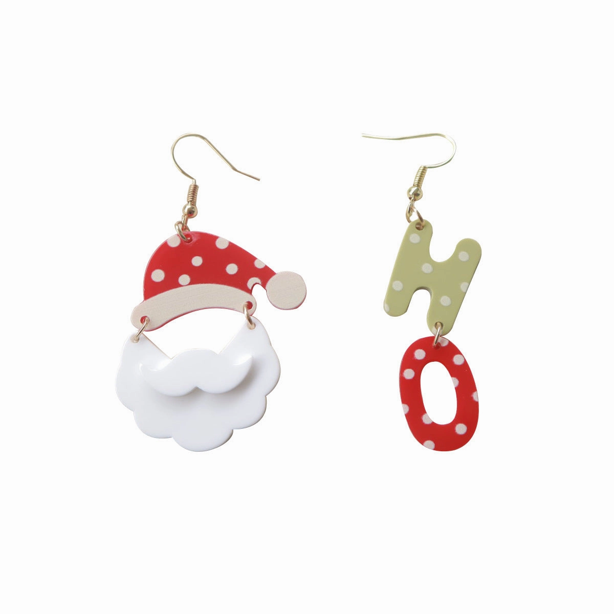 Wholesale Christmas Santa Claus Christmas Hat HO Pok Dot Acrylic Earrings