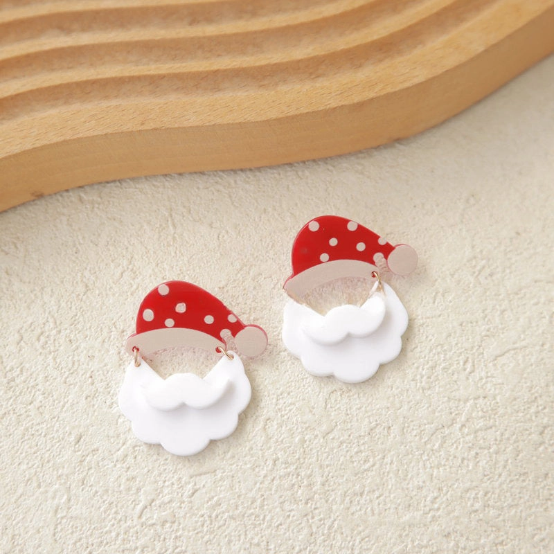 Wholesale Christmas Santa Claus Christmas Hat HO Pok Dot Acrylic Earrings