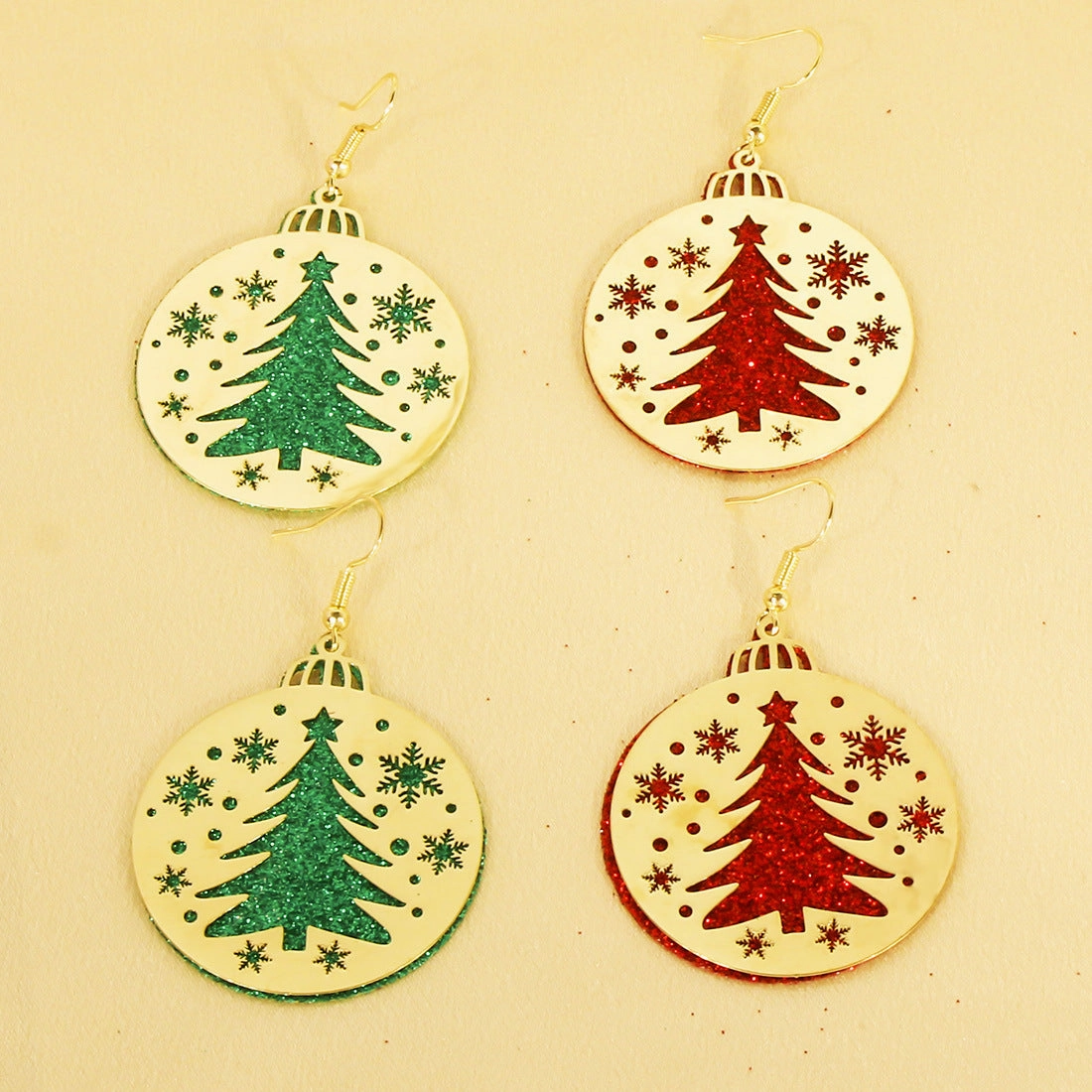 Wholesale Christmas Santa Claus Christmas Tree Metal Earrings