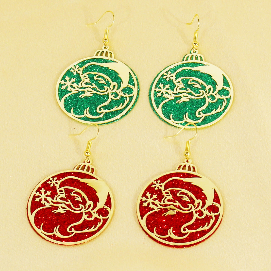 Wholesale Christmas Santa Claus Christmas Tree Metal Earrings