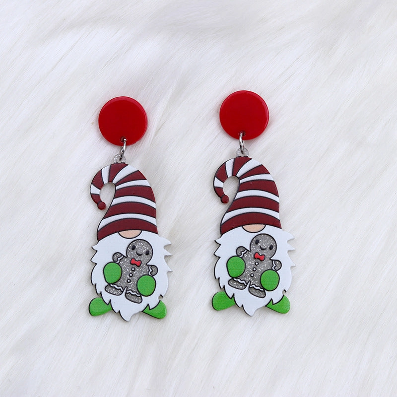 Wholesale Christmas Santa Claus Dwarf Christmas Tree Acrylic Earrings