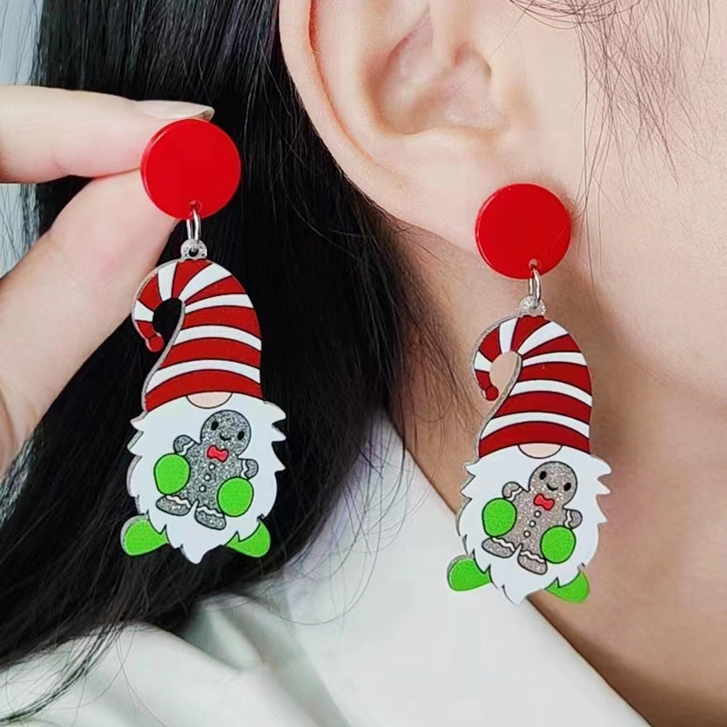 Wholesale Christmas Santa Claus Dwarf Christmas Tree Acrylic Earrings