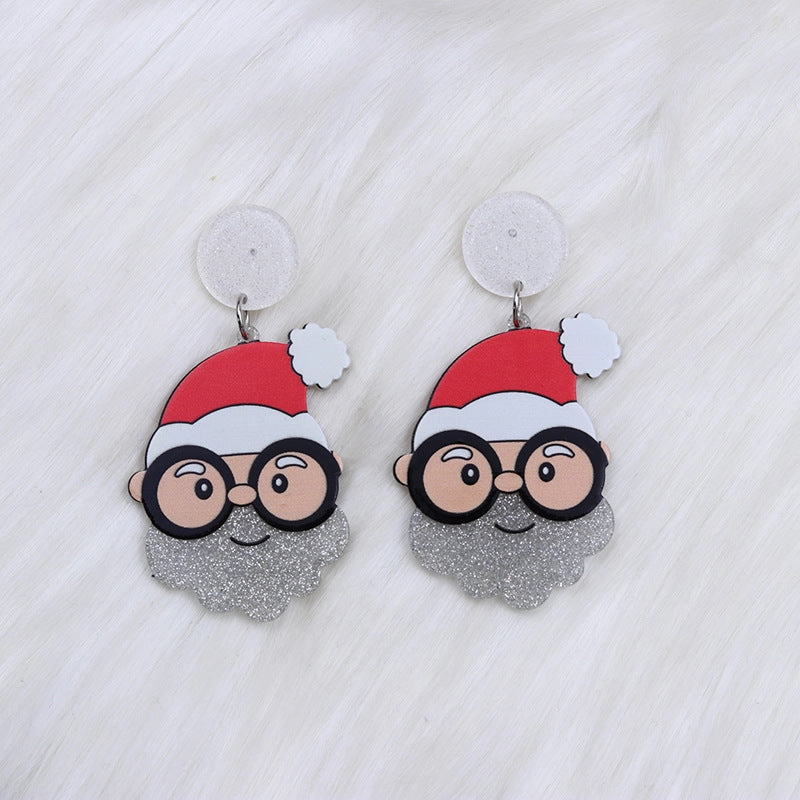 Wholesale Christmas Santa Claus Dwarf Christmas Tree Acrylic Earrings