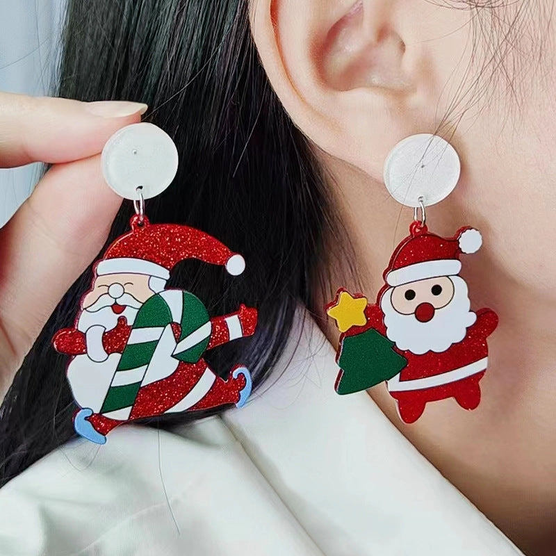 Wholesale Christmas Santa Claus Dwarf Christmas Tree Acrylic Earrings