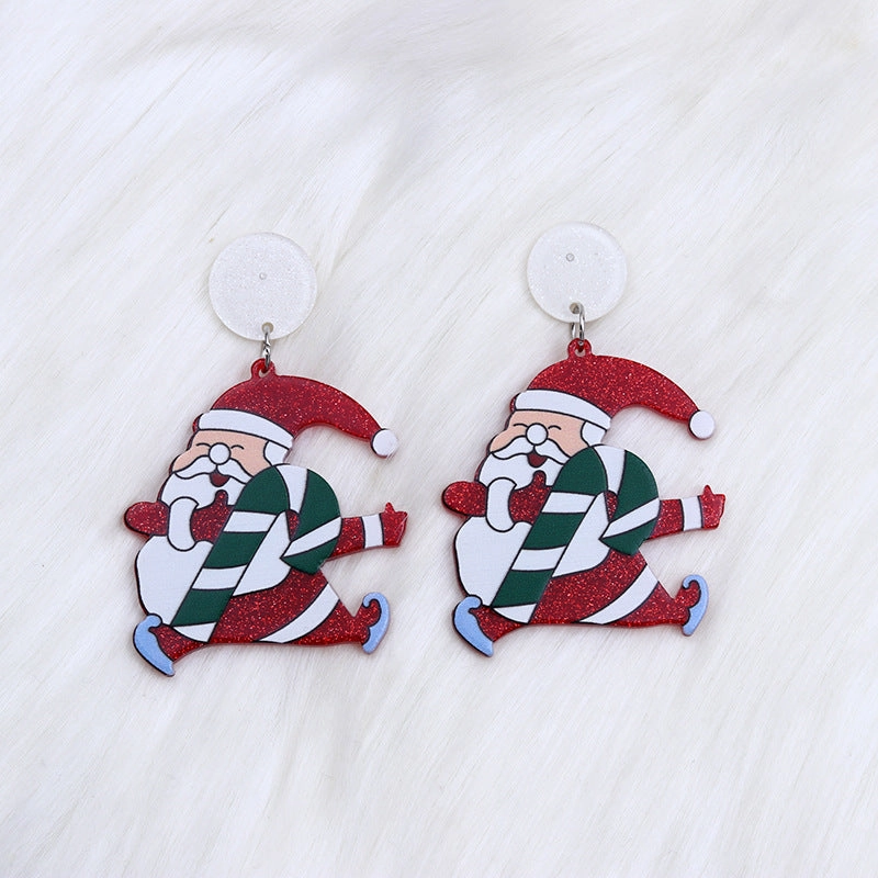 Wholesale Christmas Santa Claus Dwarf Christmas Tree Acrylic Earrings