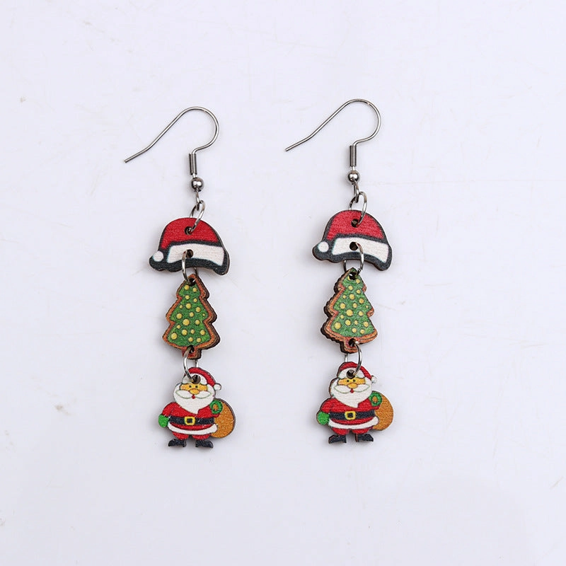 Wholesale Christmas Santa Claus Elk Snowflake Earrings