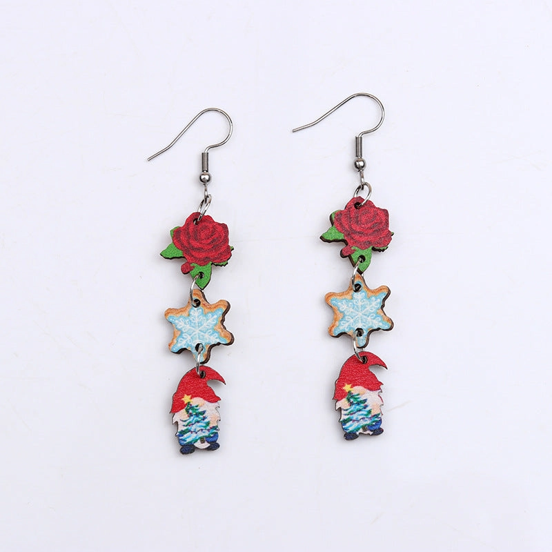 Wholesale Christmas Santa Claus Elk Snowflake Earrings