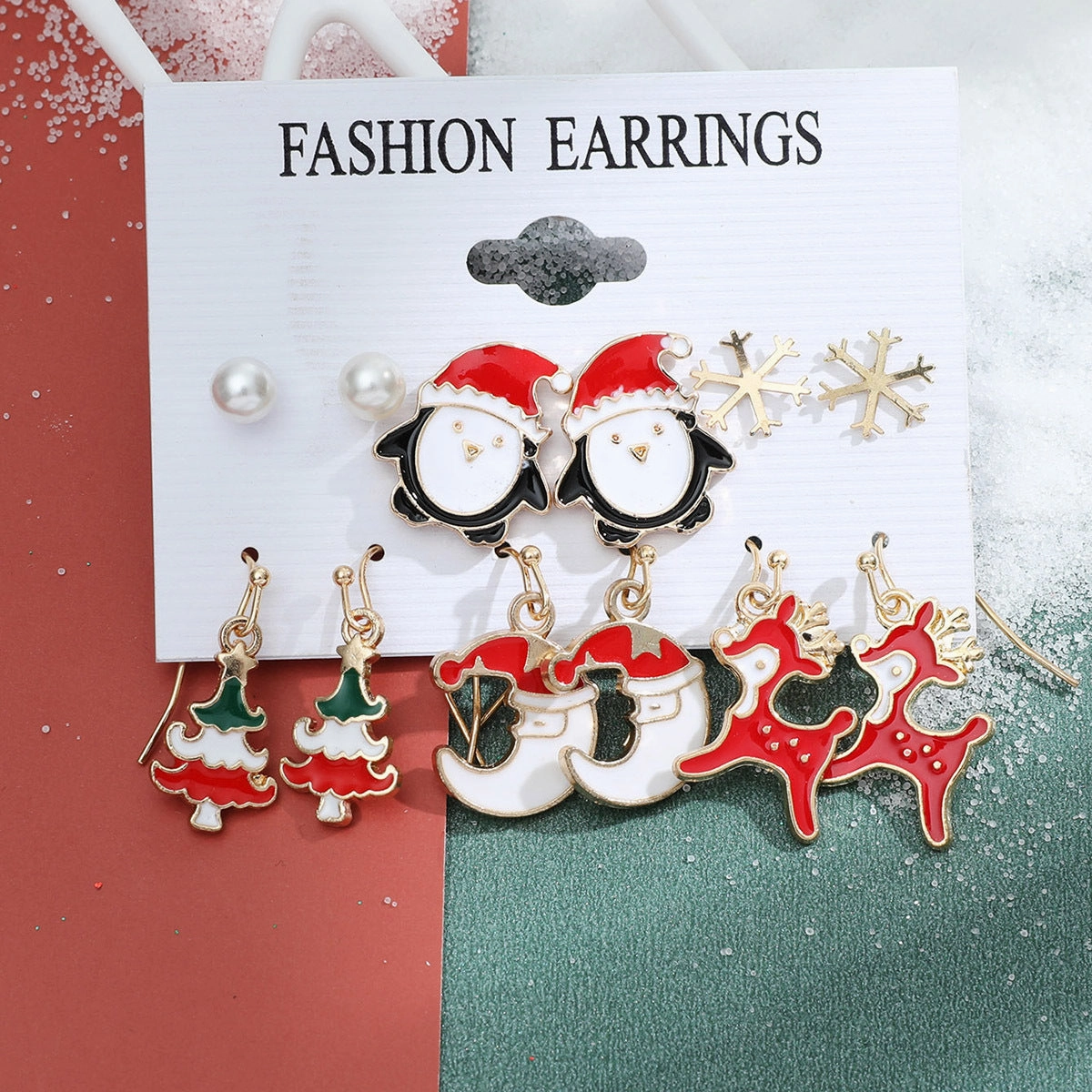 Wholesale Christmas Santa Claus Snowflake Bell Elk Alloy Earrings