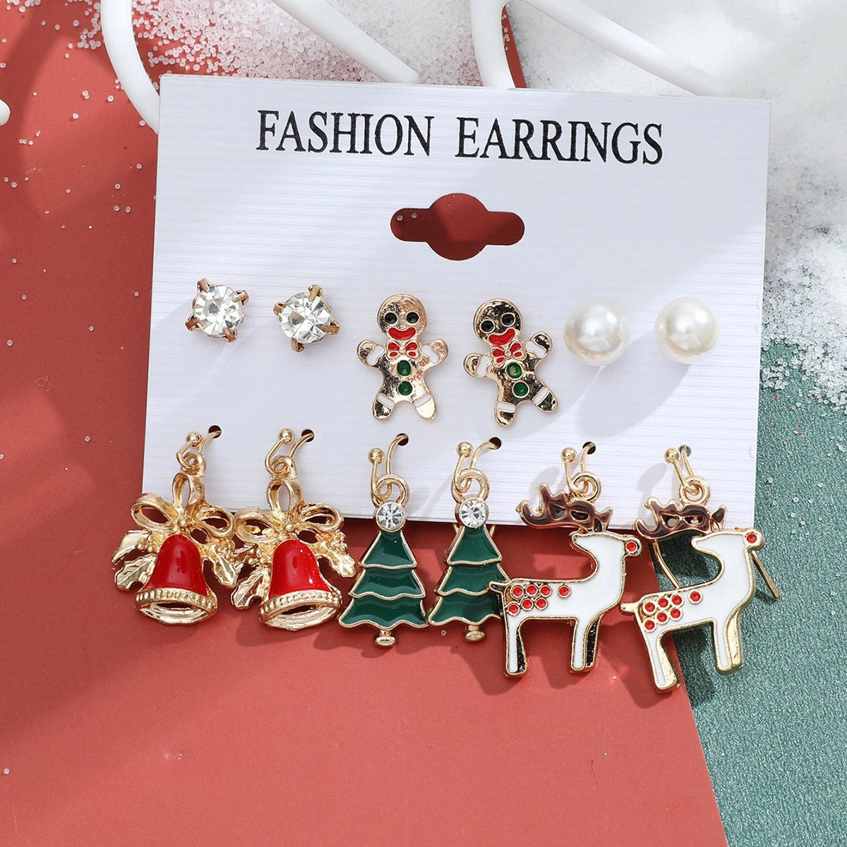 Wholesale Christmas Santa Claus Snowflake Bell Elk Alloy Earrings