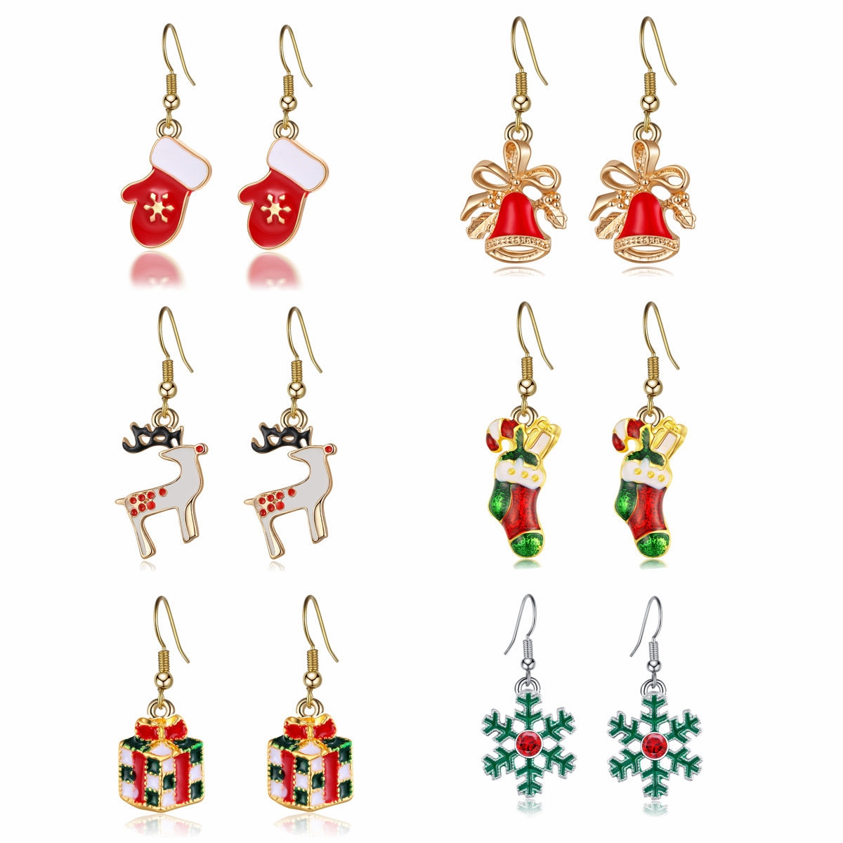 Wholesale Christmas Santa Claus Snowflake Christmas Tree Elk Earrings