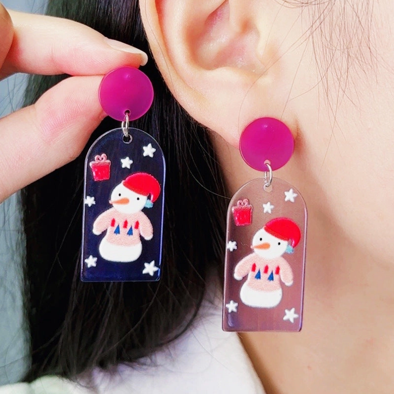 Wholesale Christmas Santa Claus Snowman House Acrylic Earrings