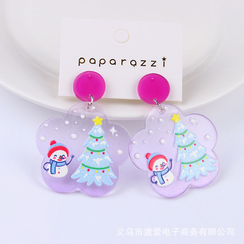 Wholesale Christmas Santa Claus Snowman House Acrylic Earrings
