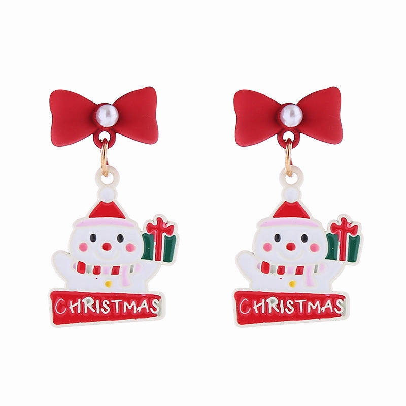 Wholesale Christmas Santa Claus Snowman Zinc Alloy Earrings