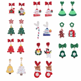 Wholesale Christmas Santa Claus Snowman Zinc Alloy Earrings