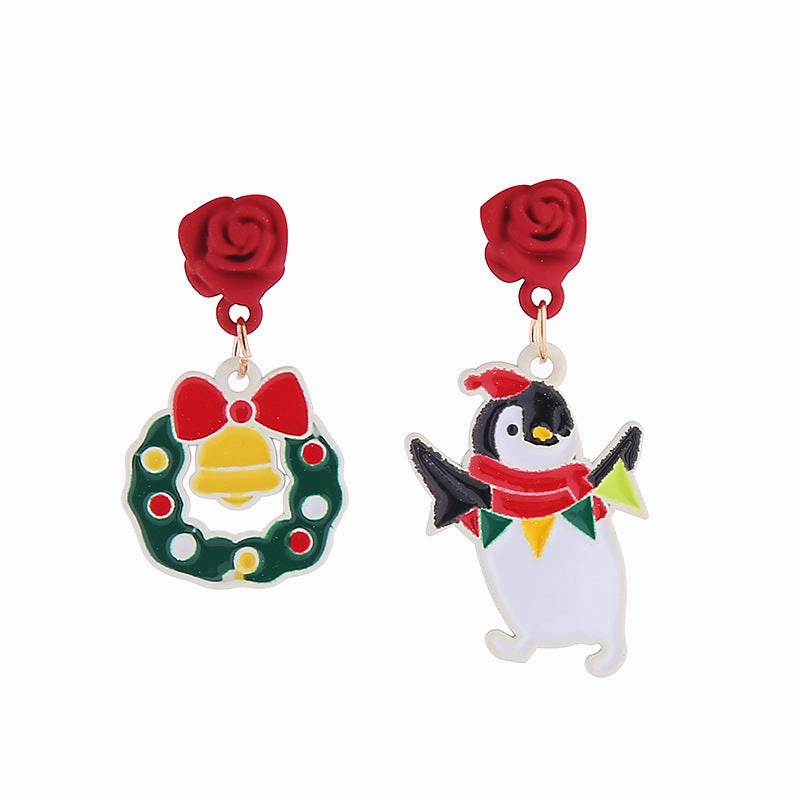 Wholesale Christmas Santa Claus Snowman Zinc Alloy Earrings