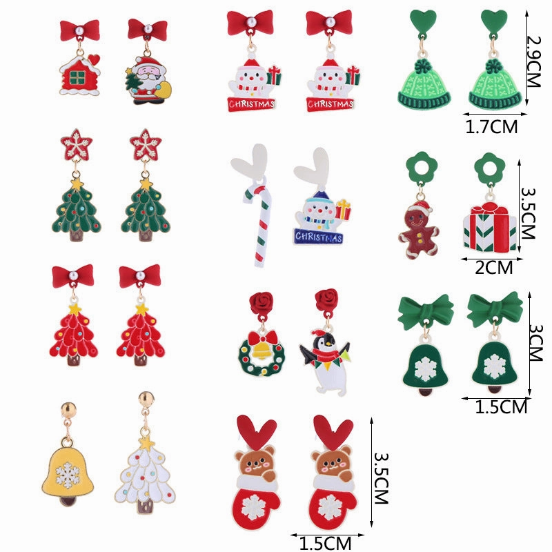 Wholesale Christmas Santa Claus Snowman Zinc Alloy Earrings