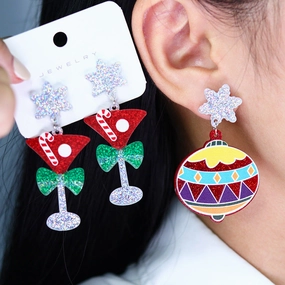 Wholesale Christmas Santa Claus Sweater Bells Acrylic Earrings