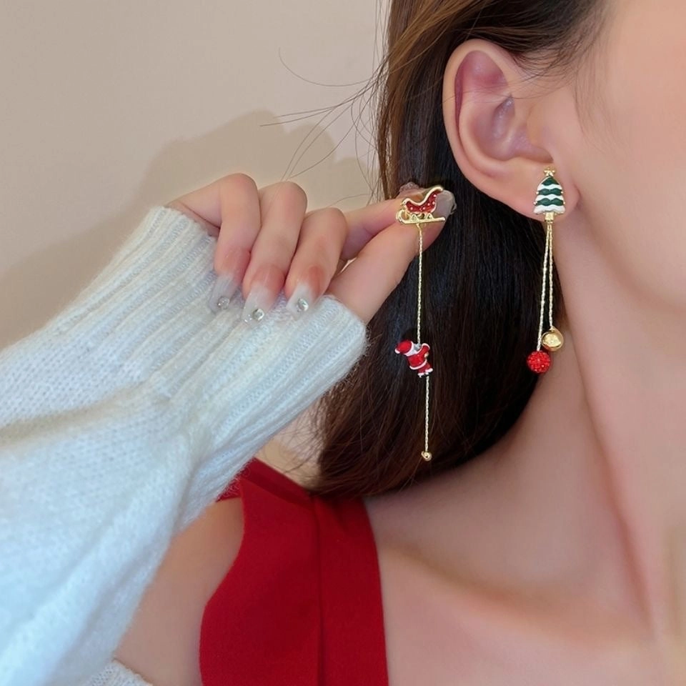 Wholesale Christmas Santa Claus Tassel Earrings Metal Earrings