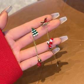 Wholesale Christmas Santa Claus Tassel Earrings Metal Earrings