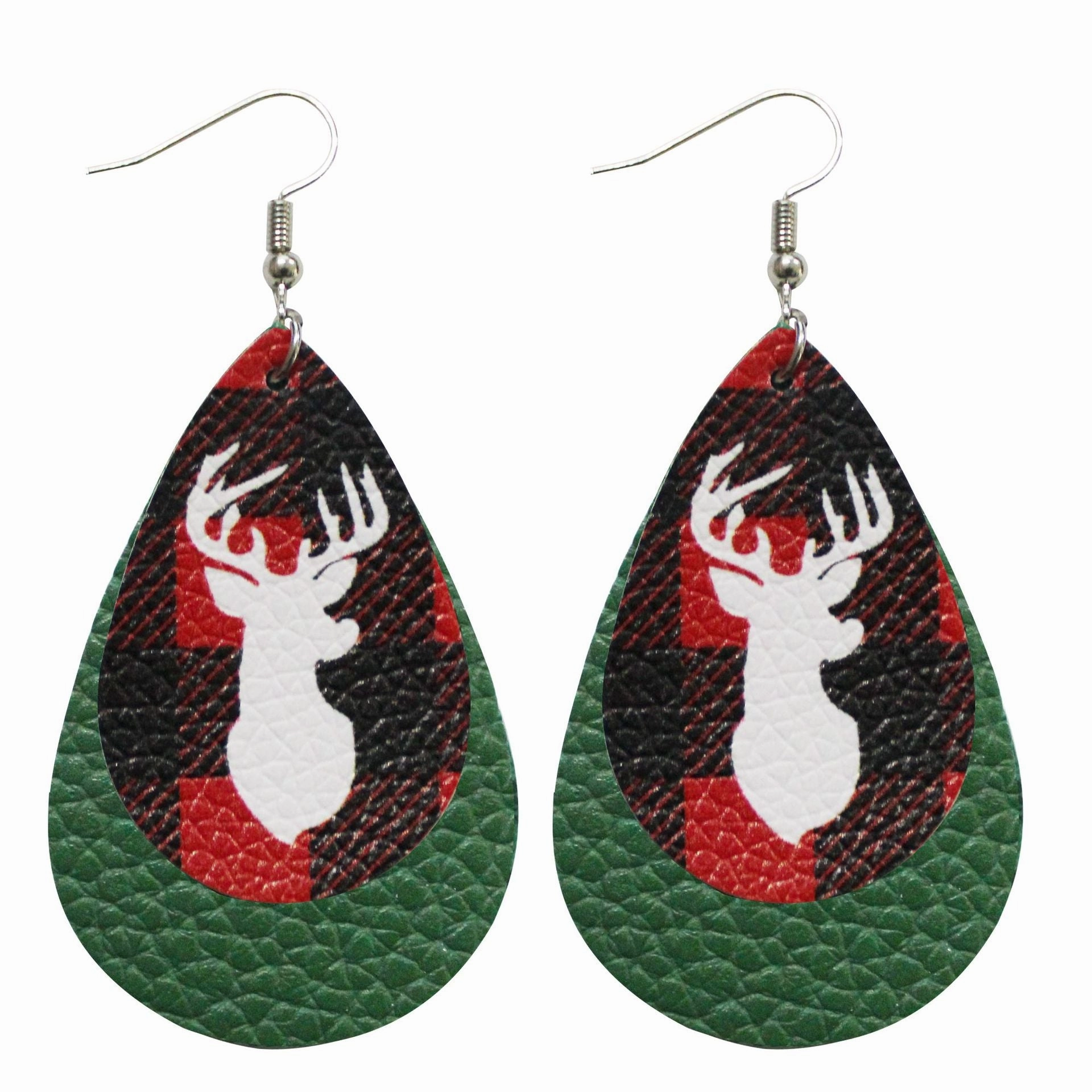Wholesale Christmas Santa Claus Water Drop Leather Earrings