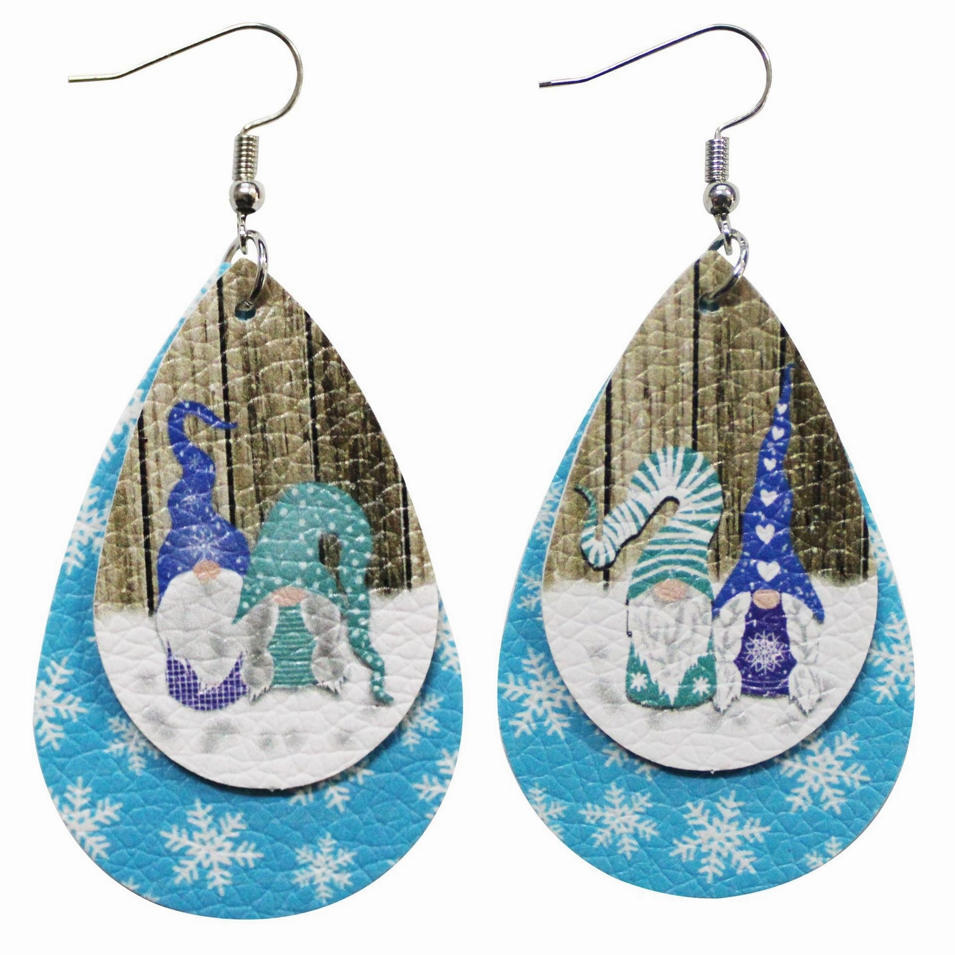 Wholesale Christmas Santa Claus Water Drop Leather Earrings