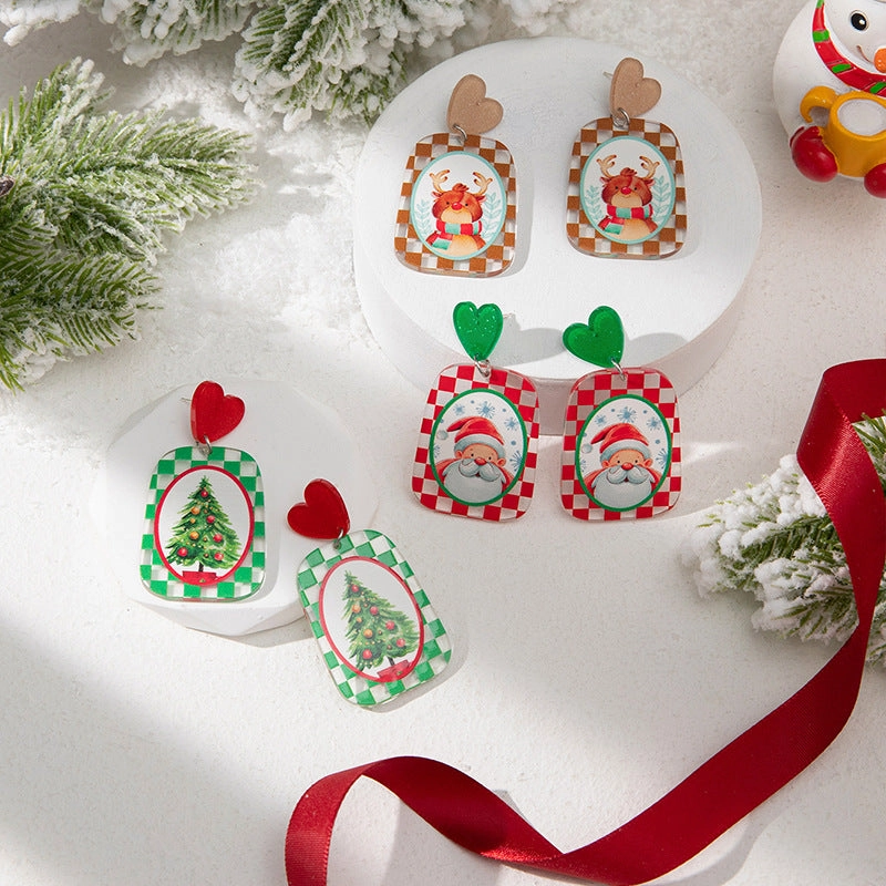 Wholesale Christmas Santa Elk Acrylic Earrings