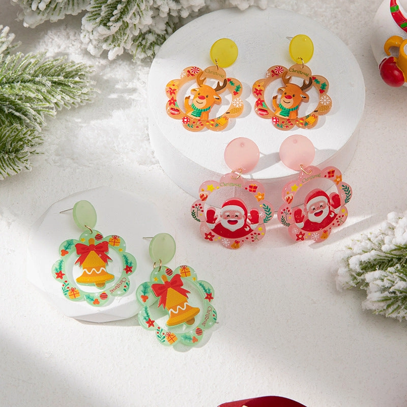 Wholesale Christmas Santa Elk Acrylic Earrings