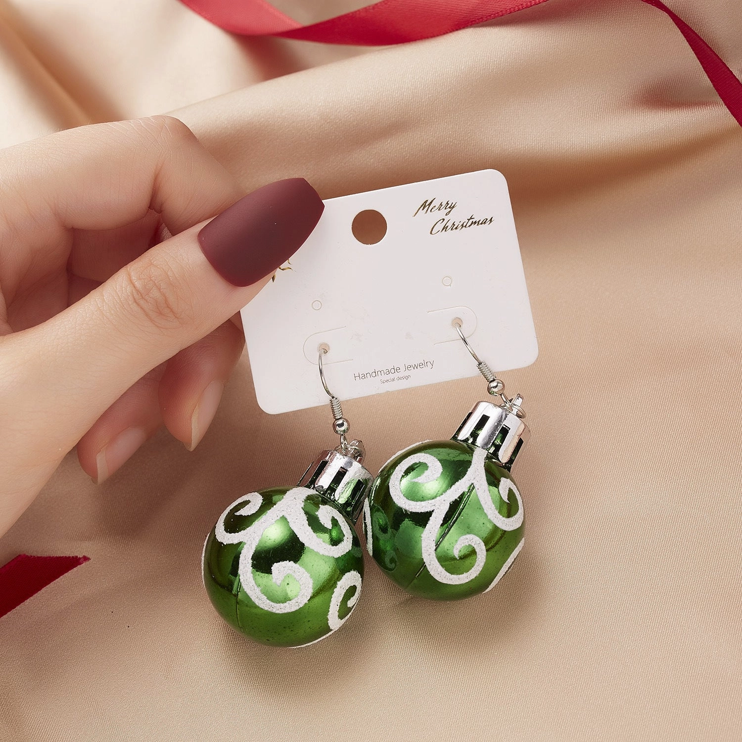 Wholesale Christmas Sequins Snowflake Resin Star Light Ball Earrings