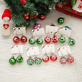 Wholesale Christmas Sequins Snowflake Resin Star Light Ball Earrings