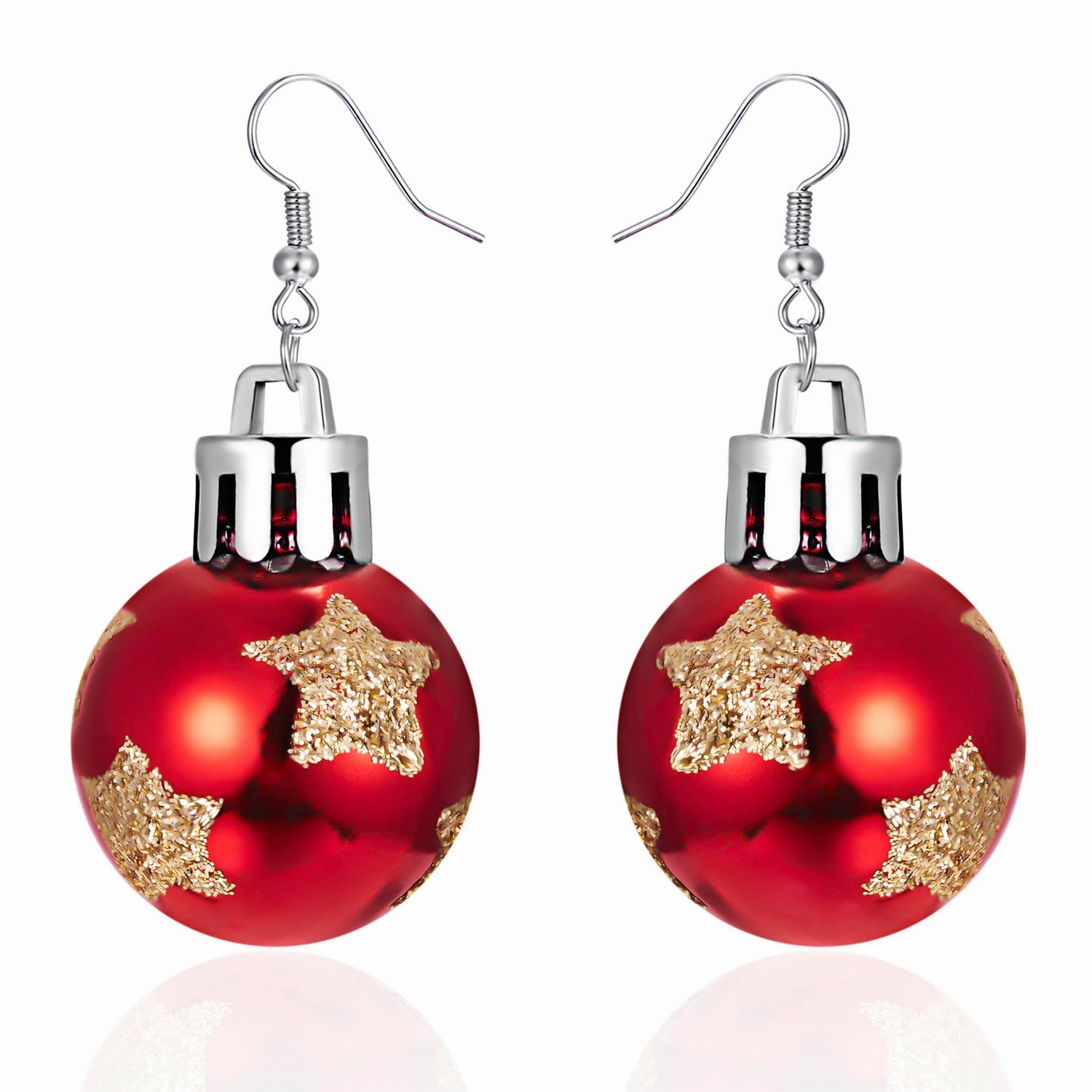 Wholesale Christmas Sequins Snowflake Resin Star Light Ball Earrings