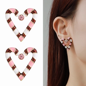 Wholesale Christmas Series Love Bow Drop Oil Earrings