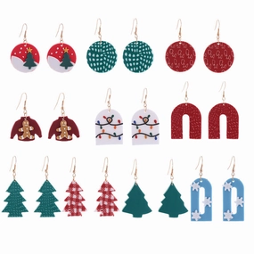 Wholesale Christmas Series Soft Clay Christmas Tree Earrings