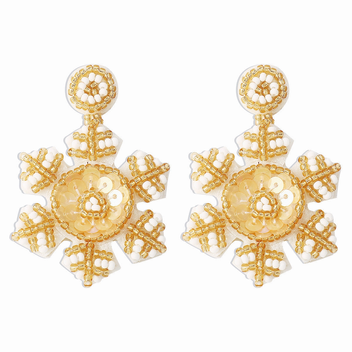 Wholesale Christmas Snowflake Beaded Sequin Earrings