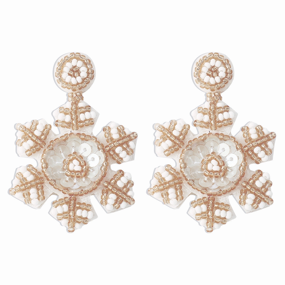 Wholesale Christmas Snowflake Beaded Sequin Earrings