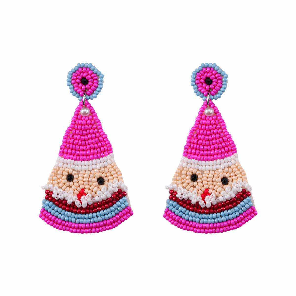 Wholesale Christmas Snowflake Christmas Tree Glass Diamond Handmade Pearl Rice Bead Earrings