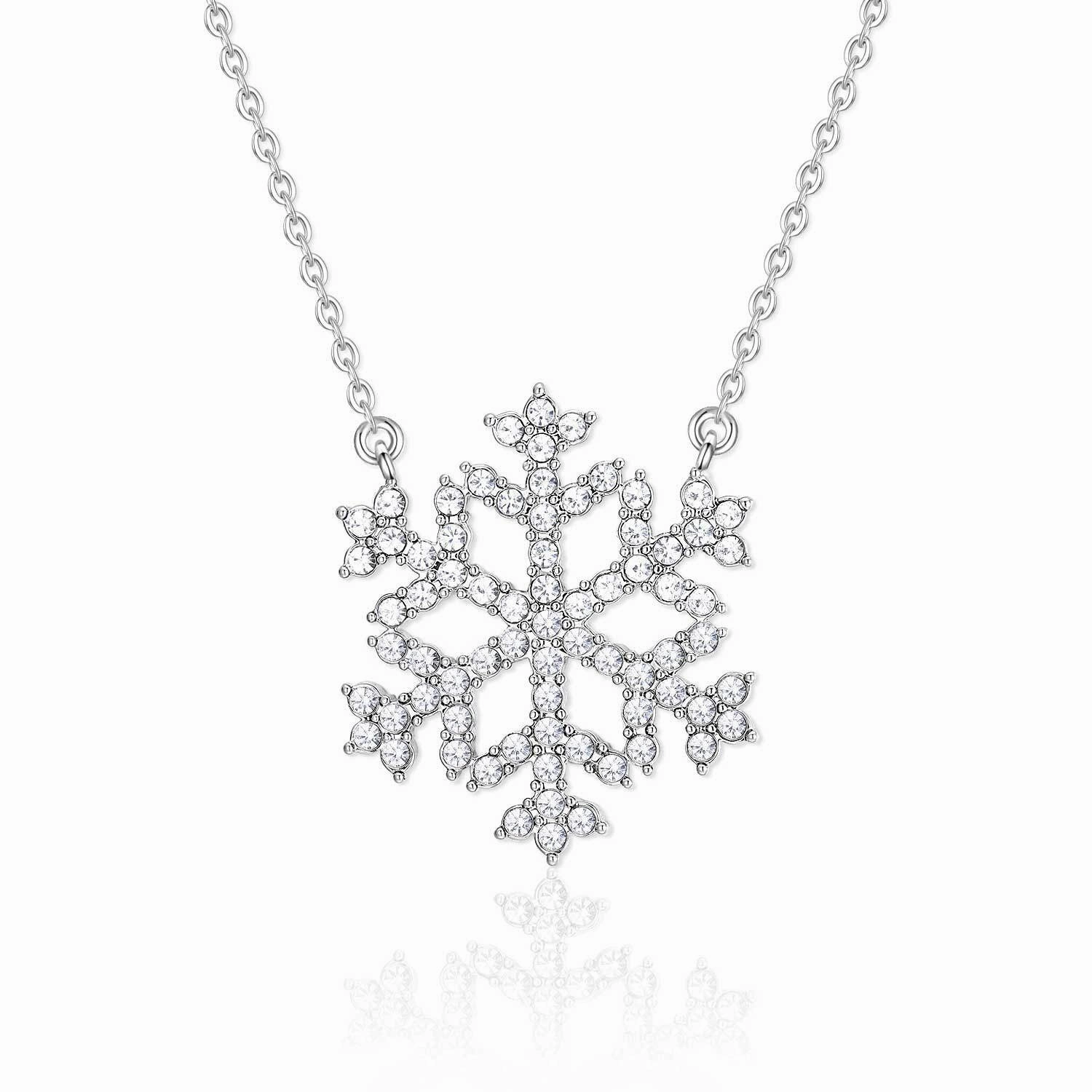 Wholesale Christmas Snowflake Full Diamond Hollow Geometric Necklace Clavicle Chain