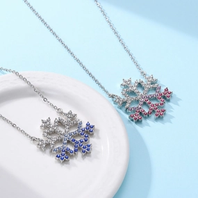 Wholesale Christmas Snowflake Full Diamond Hollow Geometric Necklace Clavicle Chain