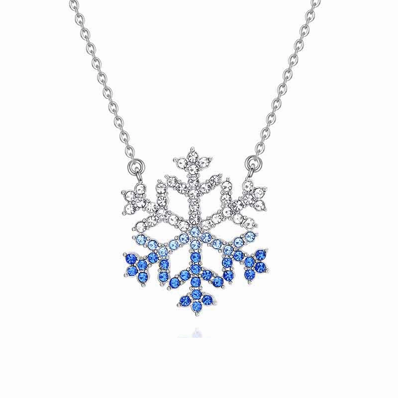 Wholesale Christmas Snowflake Full Diamond Hollow Geometric Necklace Clavicle Chain