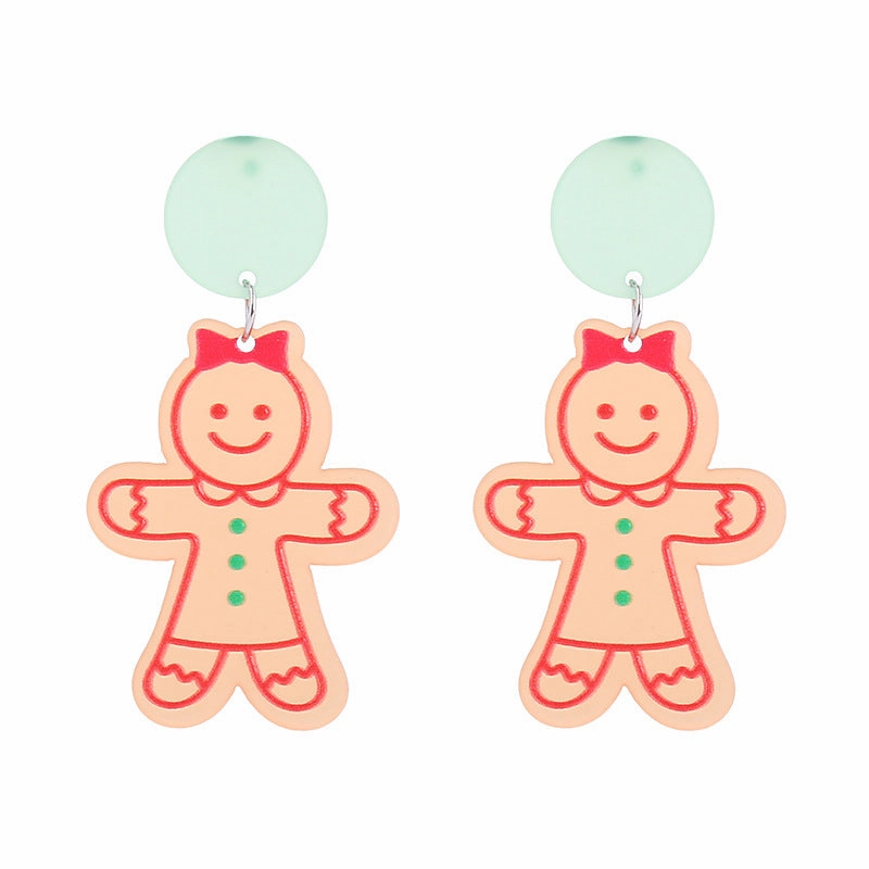 Wholesale Christmas Snowflake House Christmas Tree Gingerbread Man Acrylic Earrings