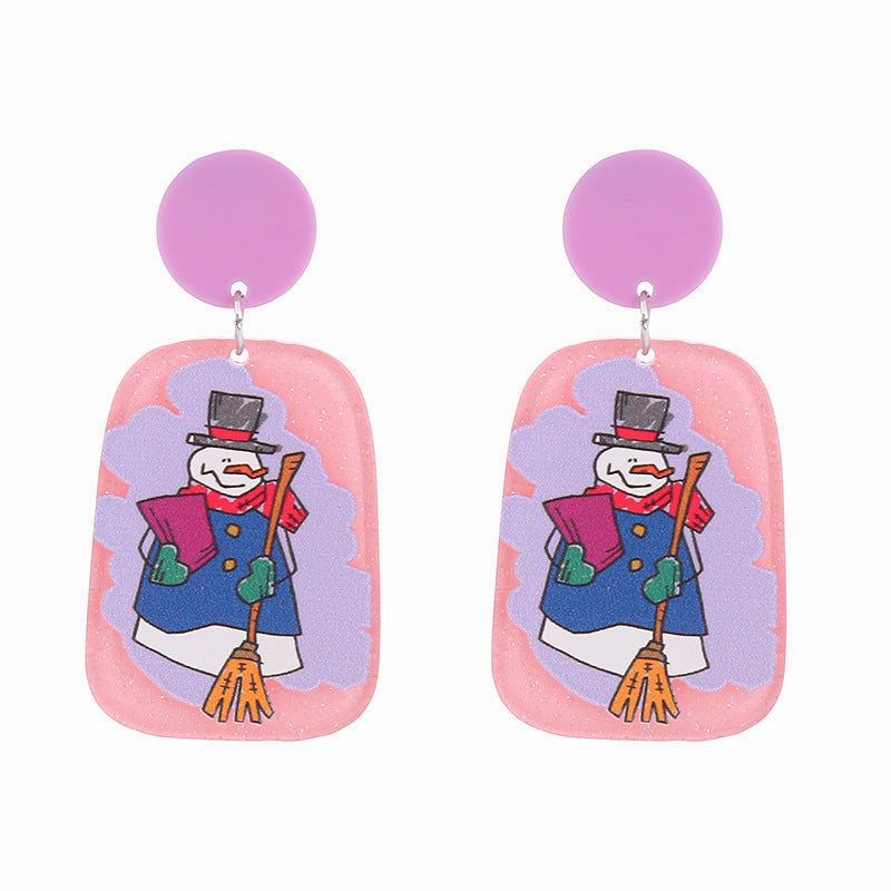 Wholesale Christmas Snowflake House Christmas Tree Gingerbread Man Acrylic Earrings