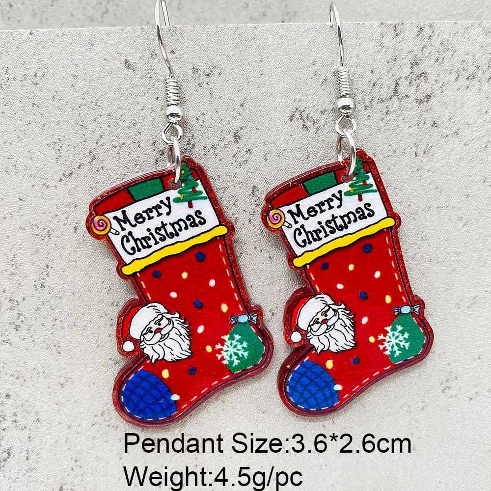 Wholesale Christmas Snowflakes Santa Claus Candy Snowman Acrylic Earrings