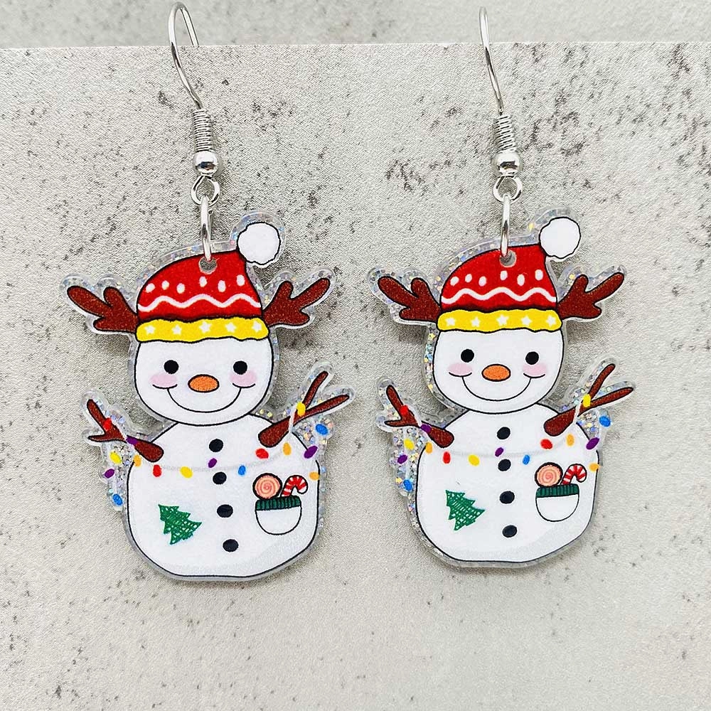 Wholesale Christmas Snowflakes Santa Claus Candy Snowman Acrylic Earrings
