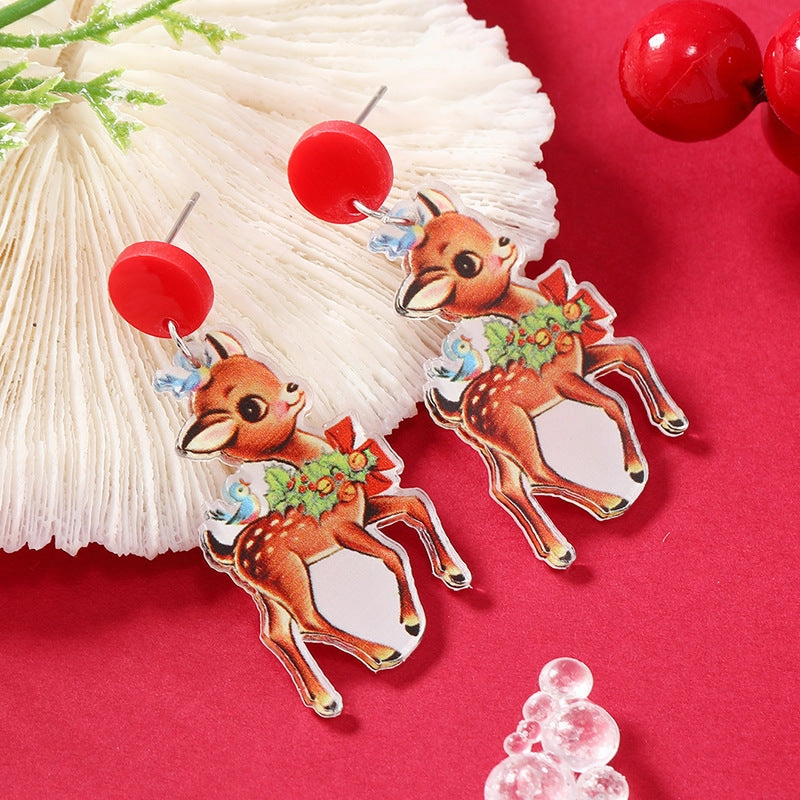 Wholesale Christmas Snowman Elk Acrylic Earrings