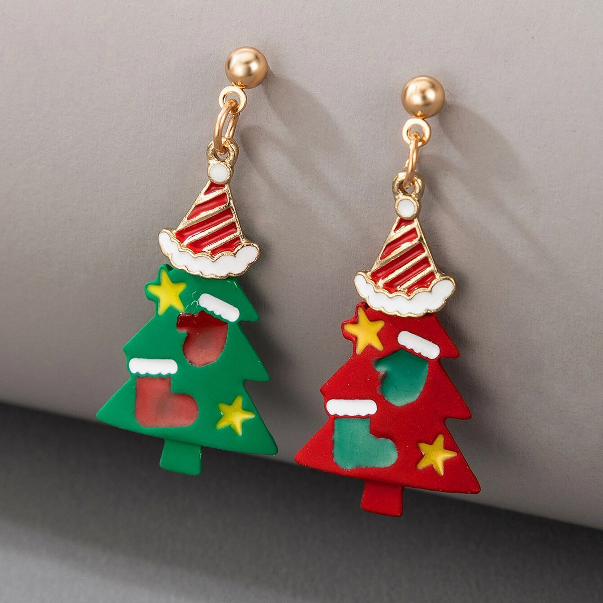 Wholesale Christmas Snowman Elk Candy Santa Claus Alloy Earrings